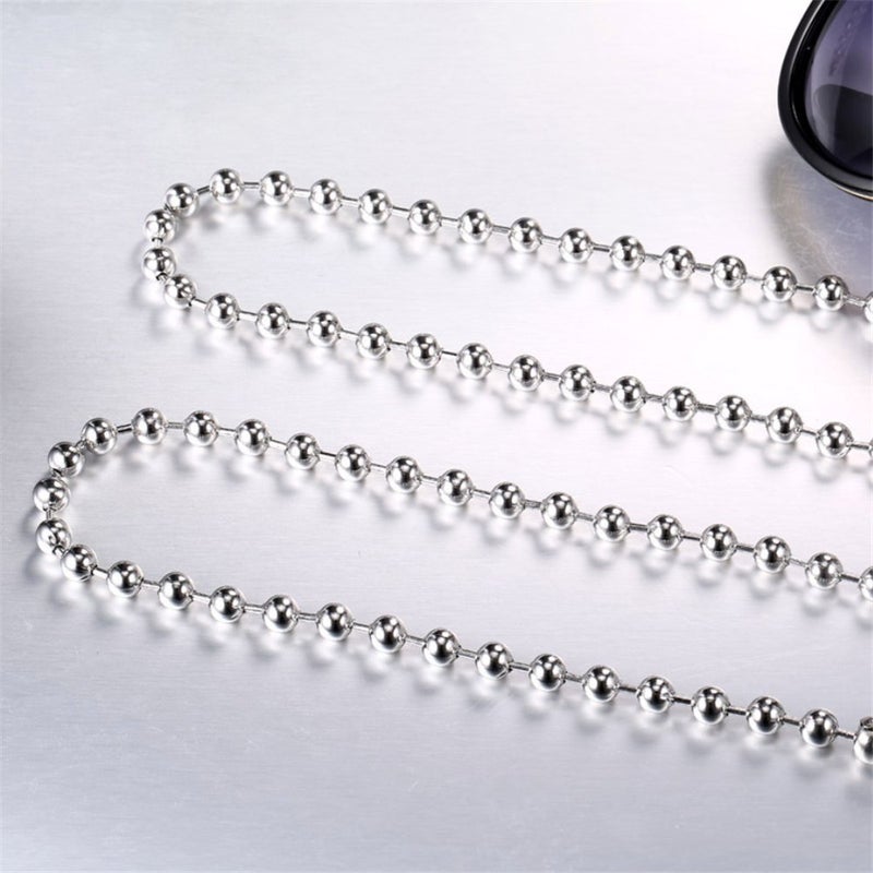 SINLEO Titanium Stainless Steel Small Beads Ball Chain Necklace for Men Women Dog Tag Link Chain Silver 5MM 24 Inches - Image 4